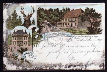 Litho Jägerhaus b Schmiedeberg Erzgebirge 1898 