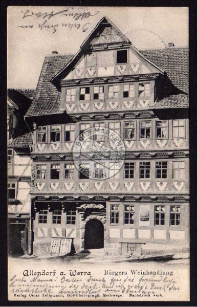 Allendorf a. Werra Bürgers Weinhandlung 1905 