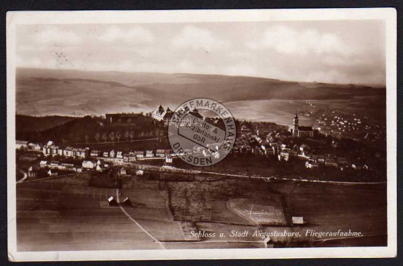 Schloß u. Stadt Augustusburg Fliegeraufnahme 